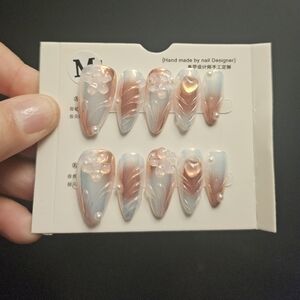 Pearlescent Blue & Rose Gold Ombre Press-On Nails